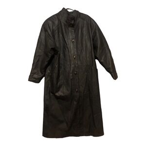 - Women’s Full Length Genuine Black Leather Coat Size M